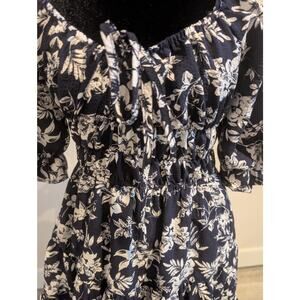 Blue & White Romantic Ruffle Tier Dress Sz S